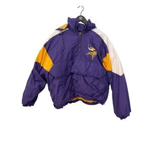 Vintage 90s Minnesota Vikings 1/4 Zip Jacket Size XL Half Zip Hooded Colorblock